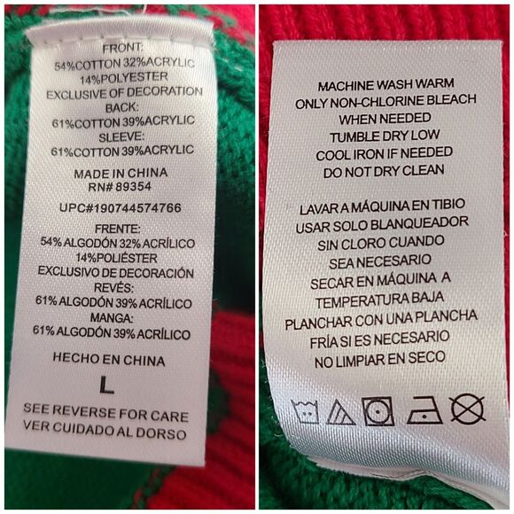 To be Jolly Womens Ugly Christmas Sweater Elf Striped Sleeves Holiday Sz Large - Picture 10 of 10